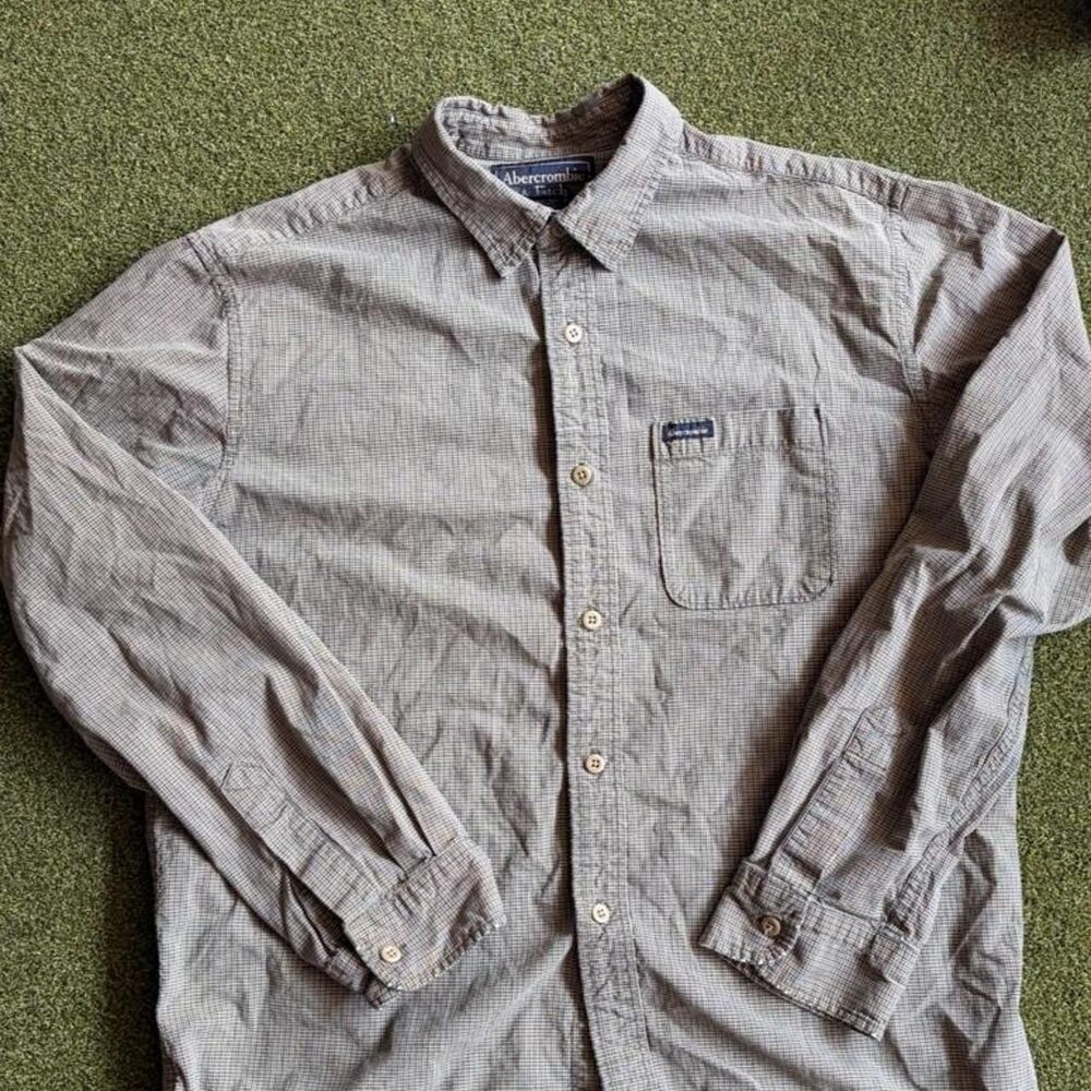 Abercrombie-fitch Men's Grey and Khaki Shirt